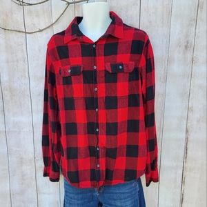 Mens Red and Black Flannel